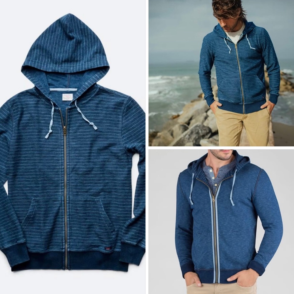 Faherty Reversible Terry Zip Hoodie True Indigo Men’s Small